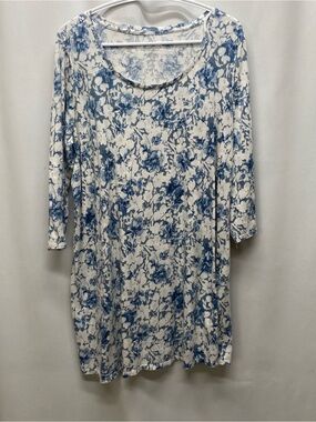 Pure Jill Ballet sleeve tunic blouse large tall floral shirt 3/4 sleeve modest